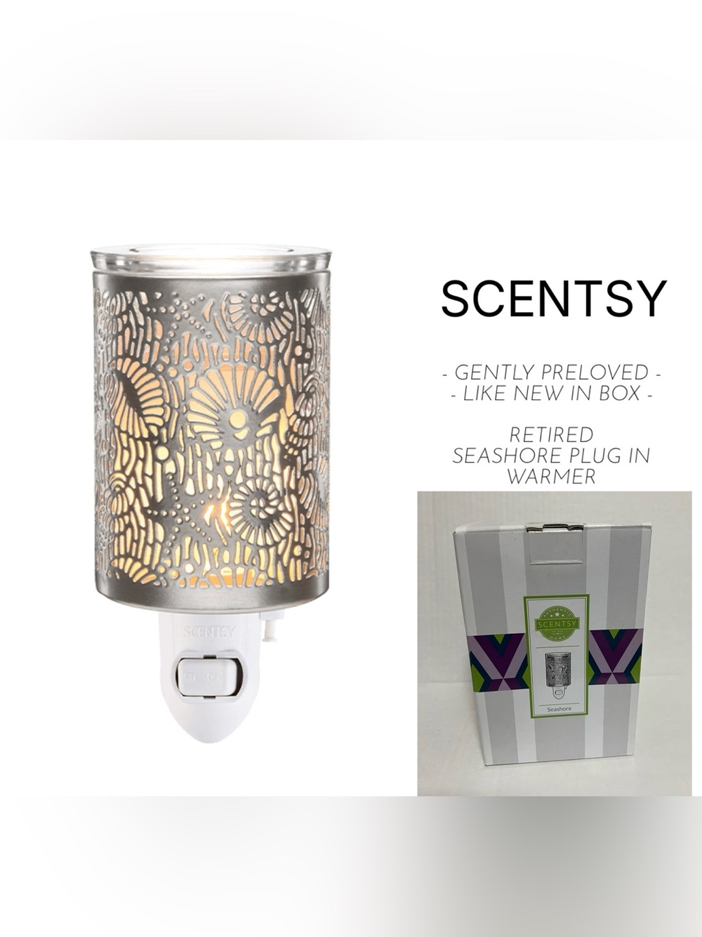 SCENTSY - LIKE NEW / GENTLY PRELOVED - SEASHORE / BEACH SEASHELL PLUG IN WARMER